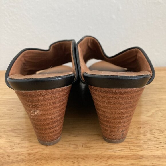 Franco Sarto Dublin Leather Wedge Sandals Heels Size 7.5 Slip On Open Toe - Picture 7 of 14